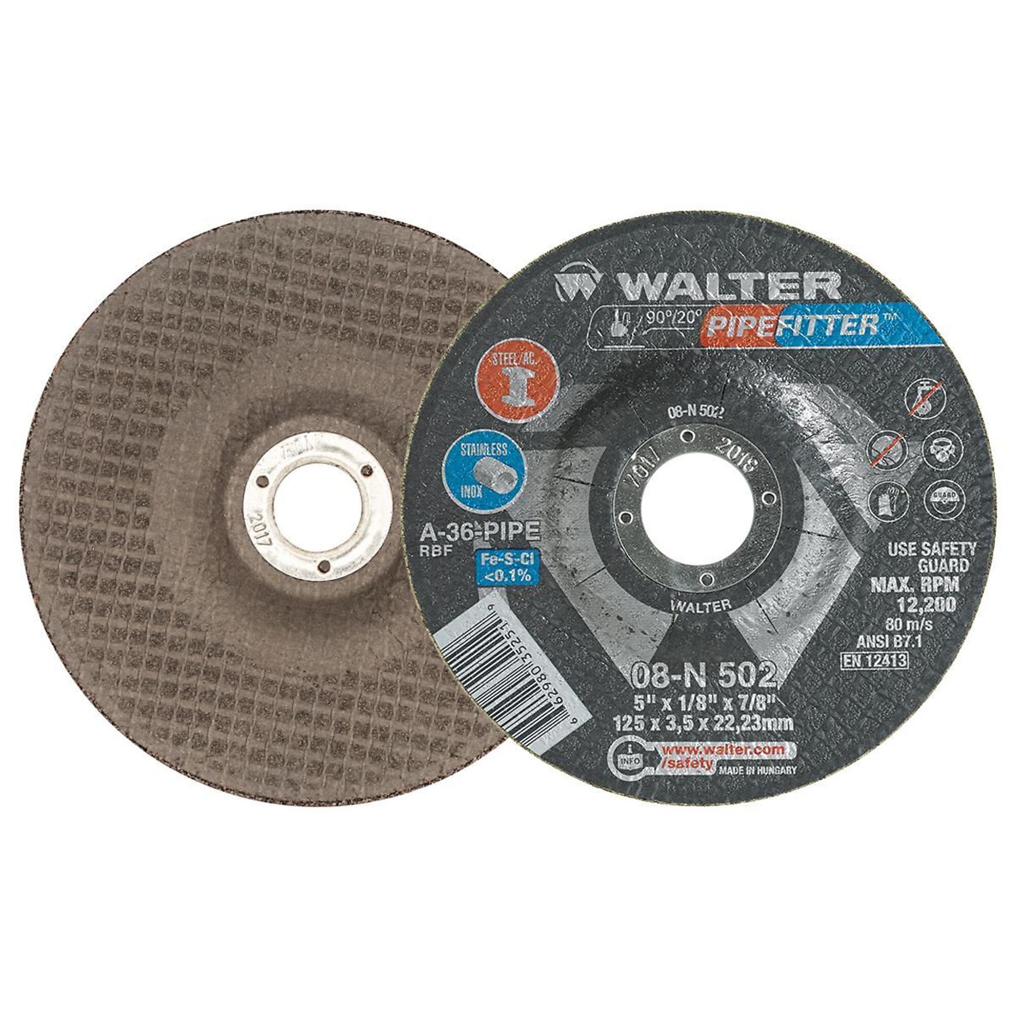 Walter 5in. x 1/8in. A-36 Pipefitter Angle Grinder Grinding Wheels — Pack of 25, Model# 08N502